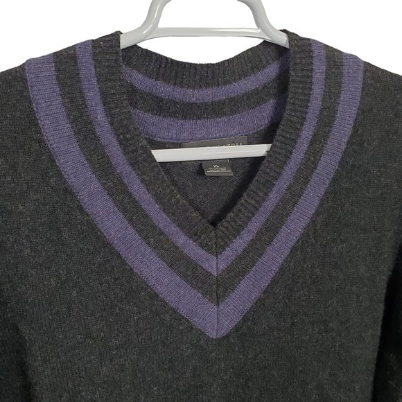Bloomingdales The Mens Store Sz XL Sweater Cashmere V-neck Pullover Gray Purple - Picture 7 of 12